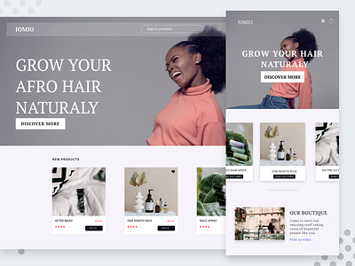 Ecommerce Home Page adobexd african afro blackwomen design hair userinterface