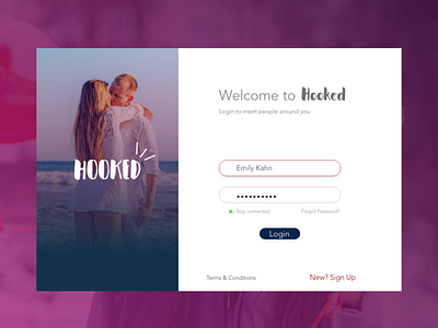 Hooked adobexd concept couple dating design design app illustration login page men mobile app simple design ui userexperiance userinterface ux women xd