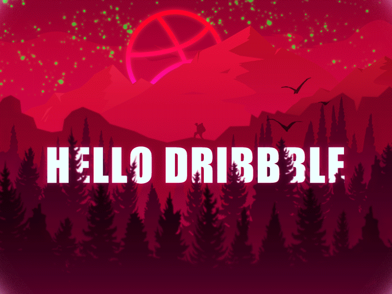 Hello Dribbble！ after effects debut first forest hello invite mountain welcome