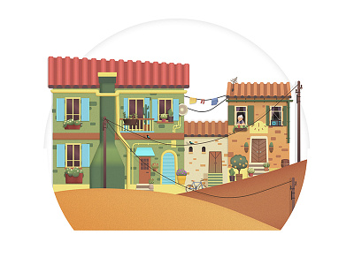 A series of illustrations——<old man's journey> buildings hotel illustrations sketch town