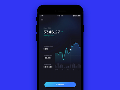 Stock App app blue dark data finance stock ui