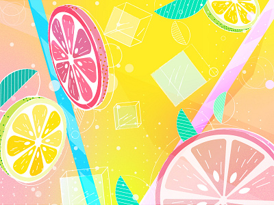 Summer mood 2d bubbles colors design ice illustration illustration art juice lemon oranges summer vector