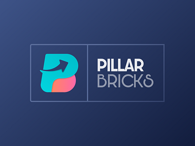 Pillar Brick (Real Estate) Logo Design arrow brick logo bricks india logo design p logo pillar pillar logo real estate logo startup