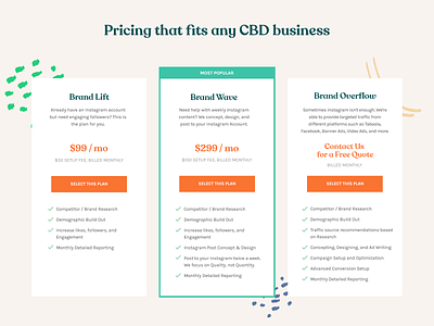 MarketMyCBD - 🌿 pricing page 🧴 cbd character design illustration instagram landing page marijuana modern oil ui ux webdesign website