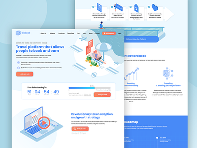 🗽 🗼 Bitbook - travel platform based on blockchain 🏰 bitcoin blockchain crypto design ico illustration landing page token travel ui ux webdesign website