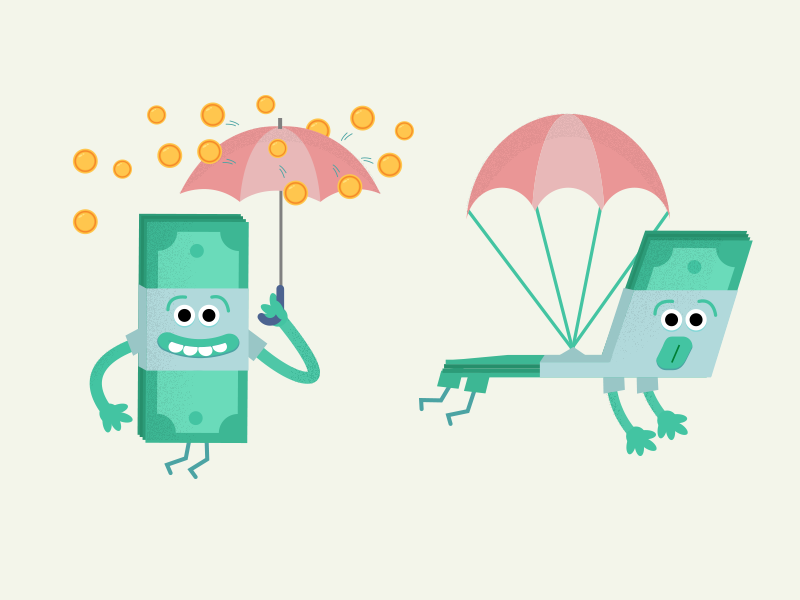 💸 Money, money 💸 character art umbrella rain airdrop money crypto ico character illustration