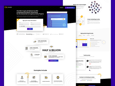 Landing page for 🤑 Coinads 💸 ads agency agency landing page campaigns clean crypto crypto currency crypto wallet icons landing page modern ux webdesign website