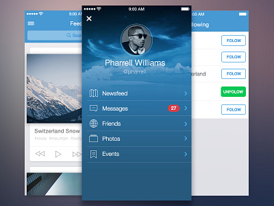Social App UI app blue buttons iphone social ui