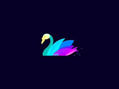 Swan blue design flat graphic icon logo swan ui