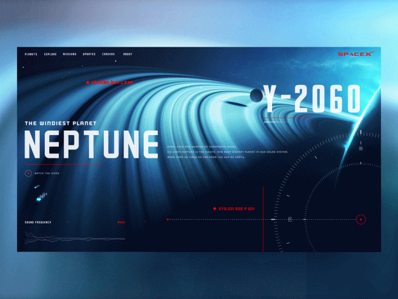 NEPTUNE aniamtion blue flat icon motion spacex ui universe web