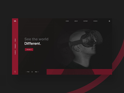 VR homepage dark design landing page layout ux virtual reality vr website website builder