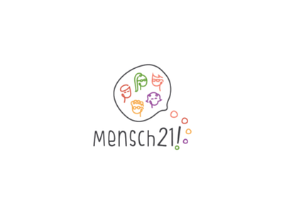 Mensch21 characters downsnydrome handdrawn logo people