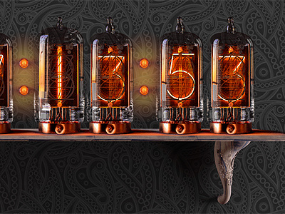 Countdown Timer electronics glass highlight lamps nixie numbers retro shelf vintage wood