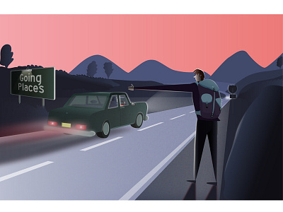 Going Places adventure blog diary highway hitchhiking illustrator travel