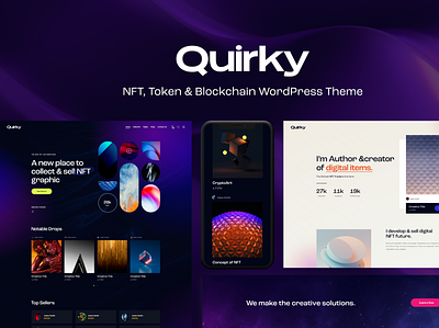 Quirky - NFT, Token & Blockchain Marketplace WordPress Theme blog crypto design illustration logo nft web design webdesign wordpress wordpress design wordpress theme wordpress themes