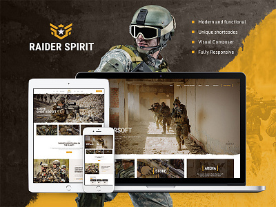 Raider Spirit | Airsoft Club & Paintball WordPress Theme airsoft booking club event extreme game military paintball responsive shop sport store strikeball weapon woocommerce