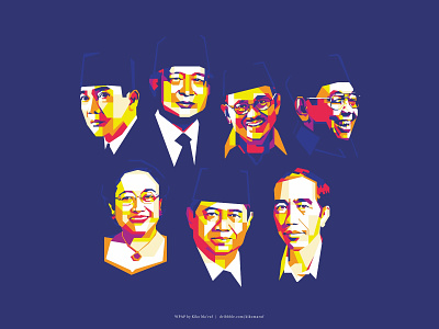 Presidents of Indonesia artwork illustration indonesia pop art popart popular portrait portrait art portrait illustration portraits president presidents wpap