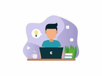 Work From Home flat flat design flat illustration idea illustration work