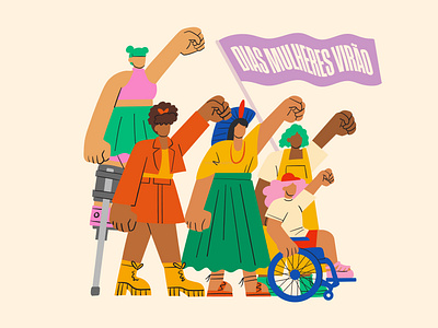 Dias mulheres virão! colorful design diversity feminism girls graphic design group illustration protest riot ui vector women