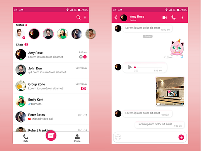Social Chat Mobile UI Design