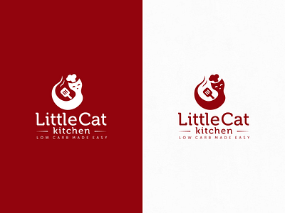 Little Cat Kitchen cat chef flame food kitchen logo logo design mascot red spoon