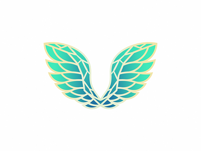 Wings animal bird dragon kintsugi logo mascot torquoise wing