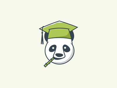 Panda Student animal bamboo logo mascot panda student