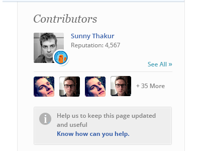 Contributor Section badges blue breadcrumb contributors cool blue gamification grey header nav navigation permalink sidebar typography user wiki