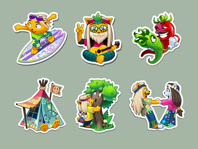 Stickers 02 game illustration sticker vector