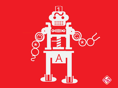 Type robot press font graphic red robot typography