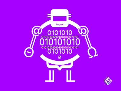 Type robot internet flat illustration purple robot type vector