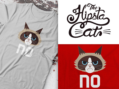 Grumpy t-shirt for The Hipsta Cat flat tshirt tshirt design vector
