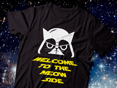Meow Vader flat starwars tshirt tshirt design vector