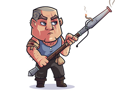 Rebels: Ragnar art bandit cannon character character design creative design fantasy flat gun illustration tattoo vector warrior