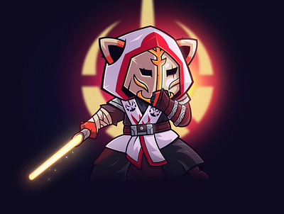 May the 4th be with you - Jedi panda character character design design flat illustration jedi panda postcard red panda space star wars star wars day vector