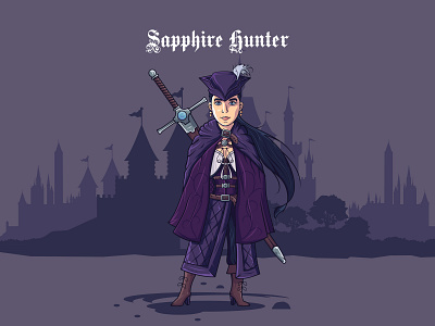 Sapphire Hunter - hello dribbble! 2d art 2d character charachter design character design first shot flat game art girl hello dribbble hunter illustration illustration art sapphire vector vectorart