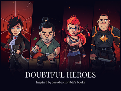 Doubtful Heroes - Fanart behance character character design creative dark design fanart fantasy flat guardian illustration illustrator photoshop set vector warrior