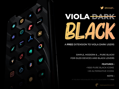 Viola Black - Pure Black Icons for iOS