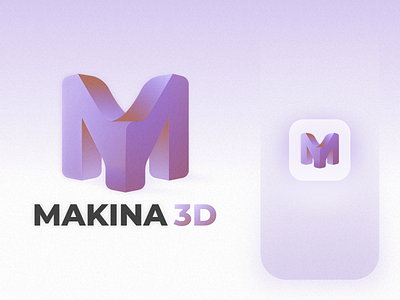 MAKINA 3D - Everything 3D printing services Logo 3d app appicon branding design graphic icon illustration logo m mlogo purple vector webdesign