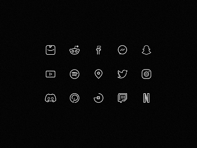 Social icons for Vega mobile app app icon branding graphic design icon icon set iconography iconset ios iphone logo social icons social media ui