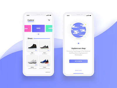 Spike shopping app - WIP blue design ecommerce shop explore get started mobile page design shop ui