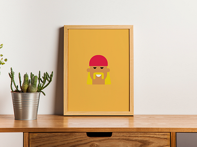 Hulk Hogan A4 Print character design flat flat design hulk hogan illustration print vector wrestlemania wwe wwf yellow