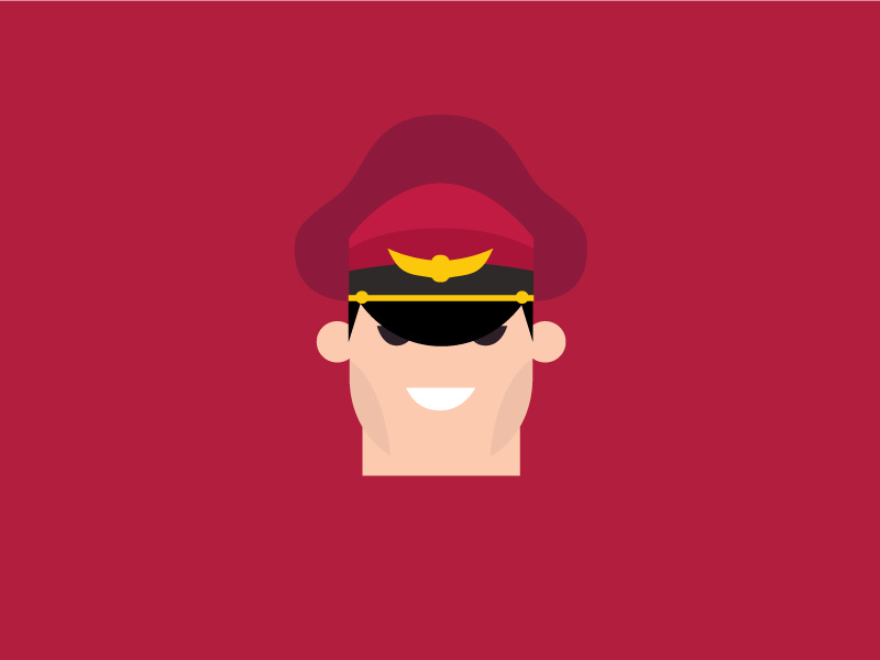 No.12 – M.Bison m.bison red vector cute retro product designer typography character design street fighter flat colour illustration