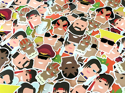 Street fighter II stickerpacks character design flat colour illustration stickerbomb stickers street fighter