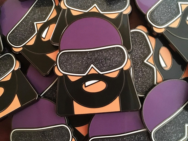 Glittery Macho Man pins available now etsy character design illustration flat colour pin