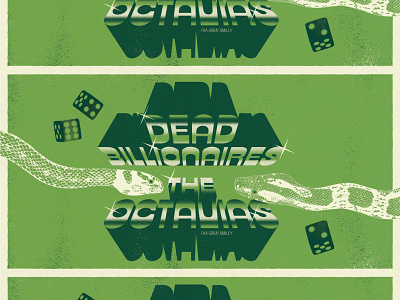 Dead Billionaires FB Event Graphic chrome design gig poster graphic design illustration music retro richmond rva typography