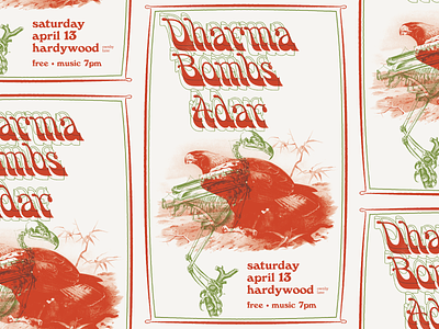 Dharma Bombs Gig Poster design eagle flyer gig poster graphic design music psychedelic richmond rva skeleton windsor