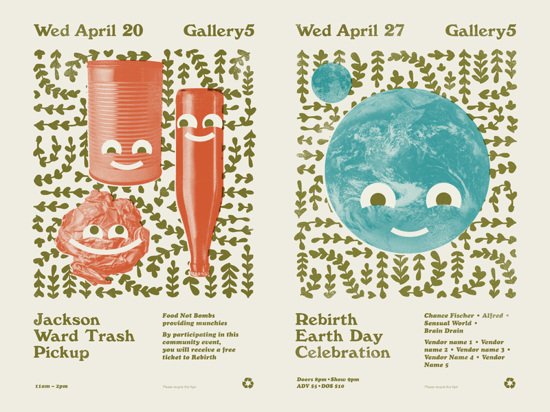 Earth Day Fliers WIP cooper black design earth day gig poster music richmond typography windsor