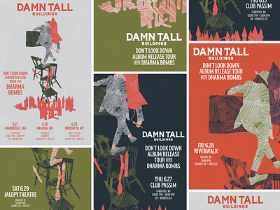 Damn Tall Buildings Tour Posters damn tall buildings dharma bombs flyer gig poster music richmond rva typography
