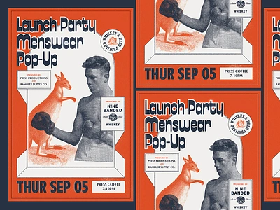 Launch Party Poster boxer design kangaroo poster design